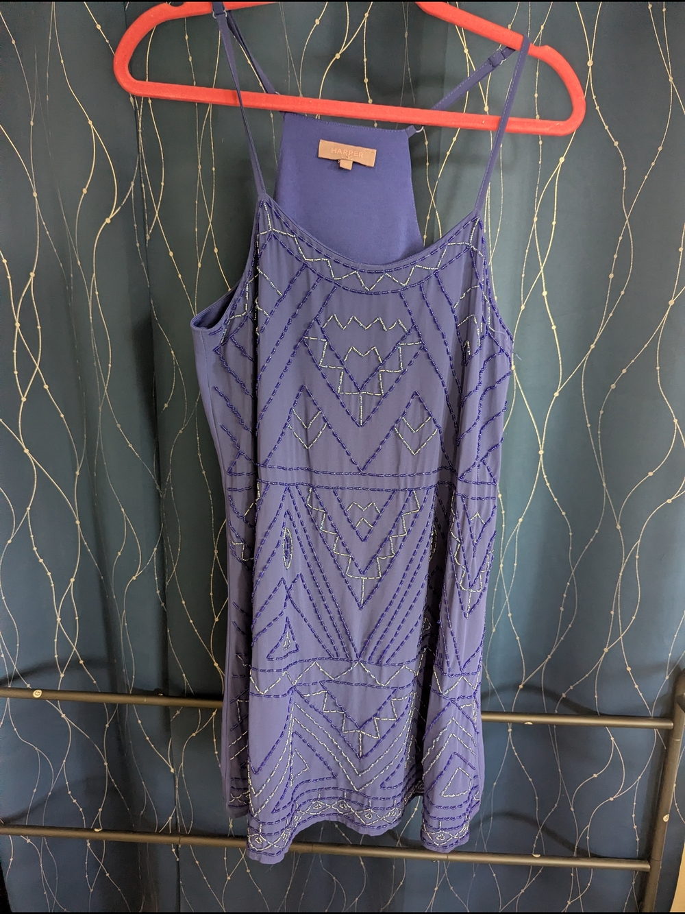 Harper Beaded Violet Mini Slip Dress